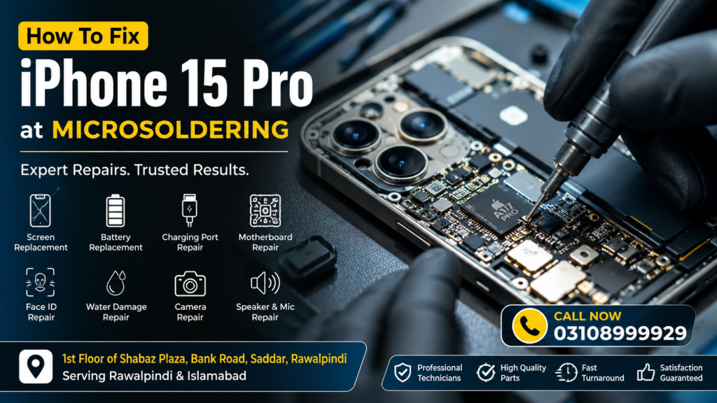 How To Fix an iPhone 15 Pro at Microsoldering – Expert iPhone 15 Pro Repair in Rawalpindi & Islamabad 4 How To Fix an iPhone 15 Pro at Microsoldering