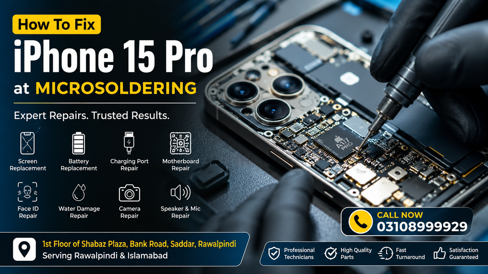How To Fix an iPhone 15 Pro at Microsoldering – Expert iPhone 15 Pro Repair in Rawalpindi & Islamabad 2 How To Fix an iPhone 15 Pro at Microsoldering
