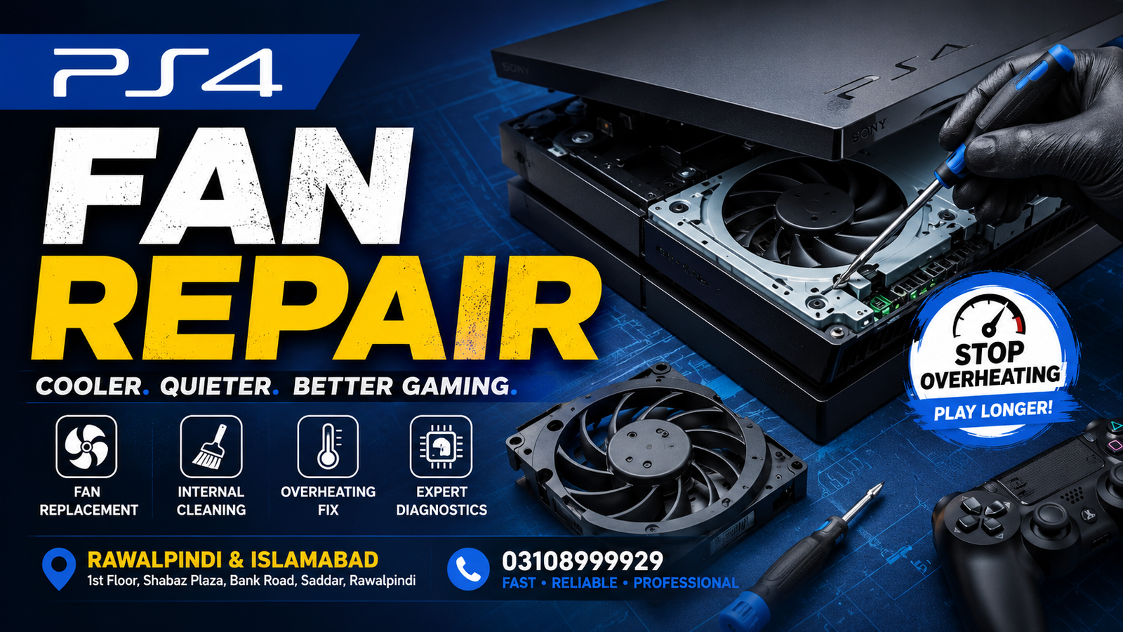 PS4 FAN REPAIR in Rawalpindi & Islamabad – Fast, Professional Console Cooling Repair 2 PS4 FAN REPAIR