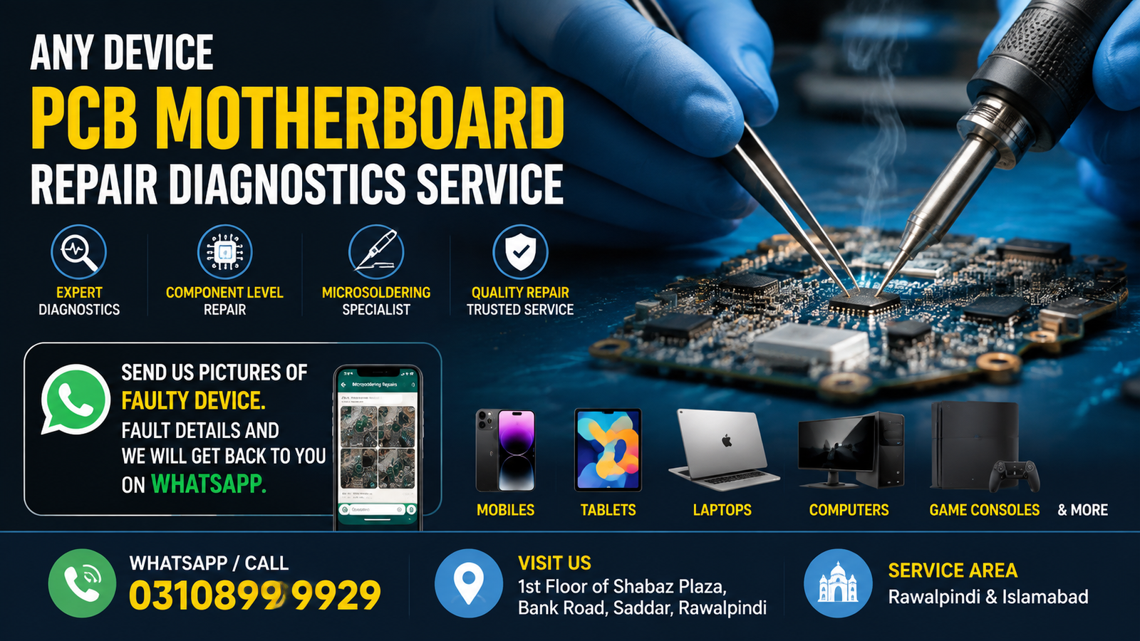 Any Device PCB Motherboard Repair in Rawalpindi & Islamabad