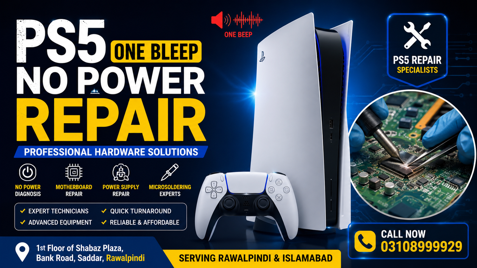 PS5 One Beep No Power Repair in Rawalpindi & Islamabad 2 PS5 One Beep No Power Repair