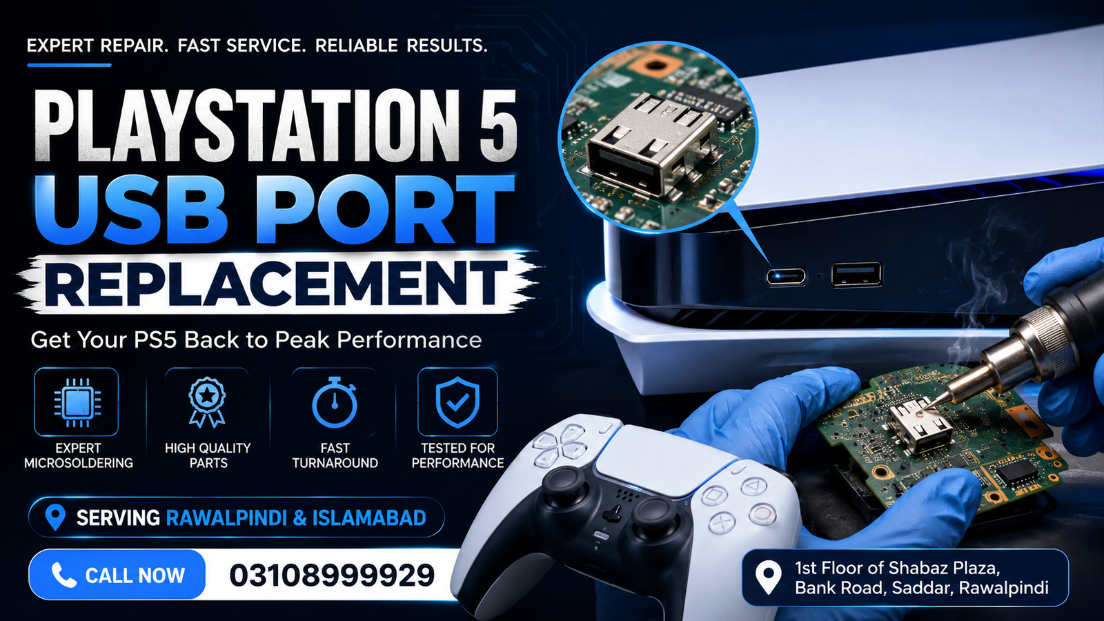 PlayStation 5 USB Port Replacement in Rawalpindi & Islamabad 2 USB Port Replacement